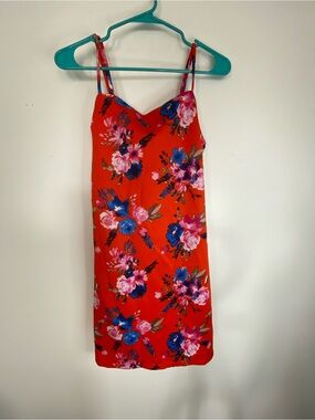 Japna Red Floral Slip Mini Dress